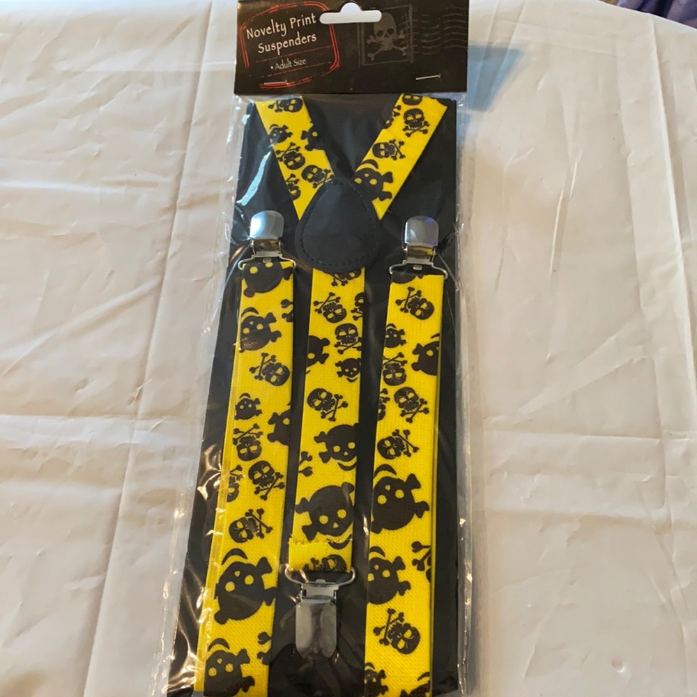 Novelty Print suspenders. New in packaging. Adult size